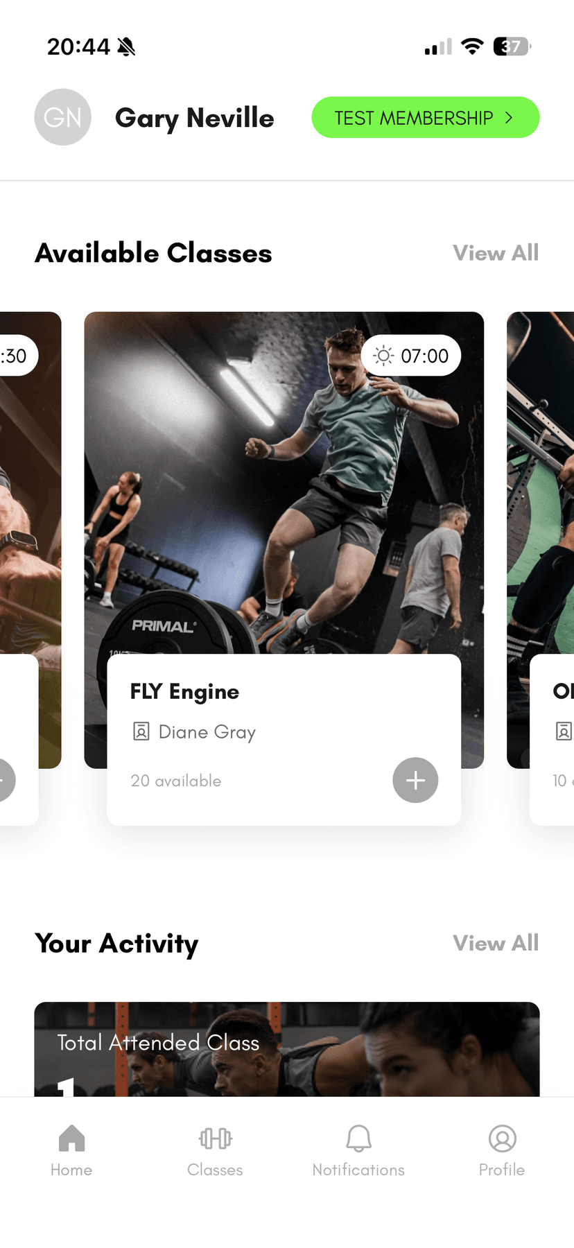 Onya member app — classes, activity tracking, and merchandise